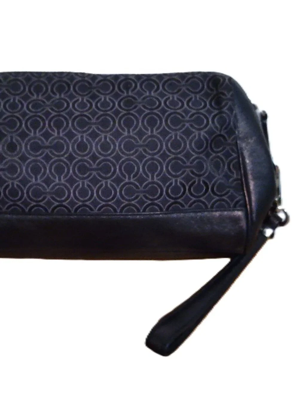 Coach Black signature C wristlet- clutch top zip-fob-handle
